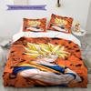 Ropa de cama con estampado de Son Goku, Juego de colcha, Funda de colcha, Funda de almohada, Regalo de cumpleaños para el hogar (1 * funda nórdica + 2 * fundas de almohada, sin núcleo)