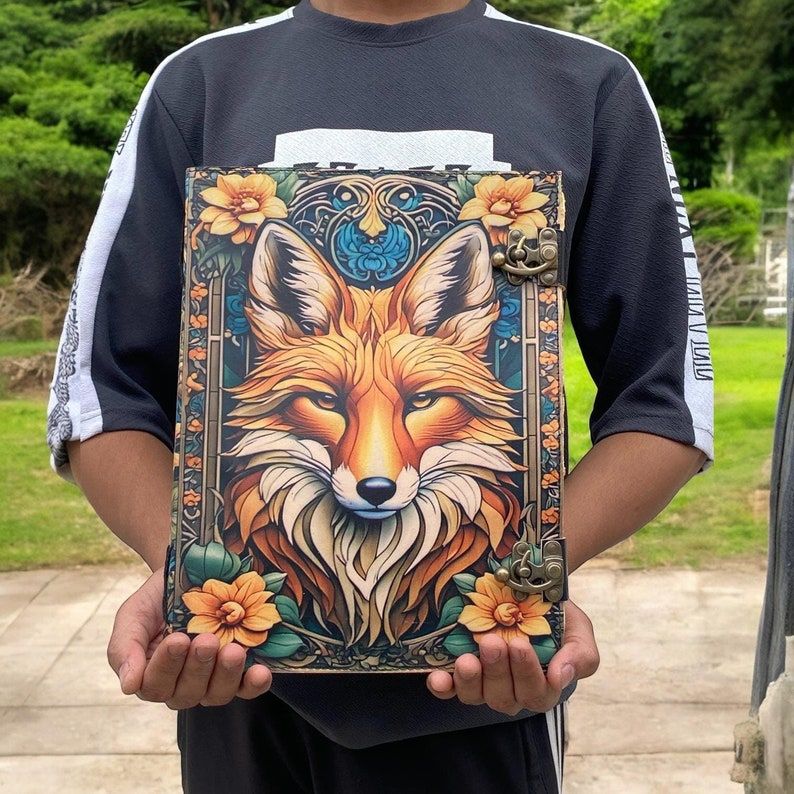 (pack of 6)   Celtic Wolf Journal Grimoire Antique Deckle-Edged Paper - Book of Shadows Leather-Bound Big Size Writing Notebook