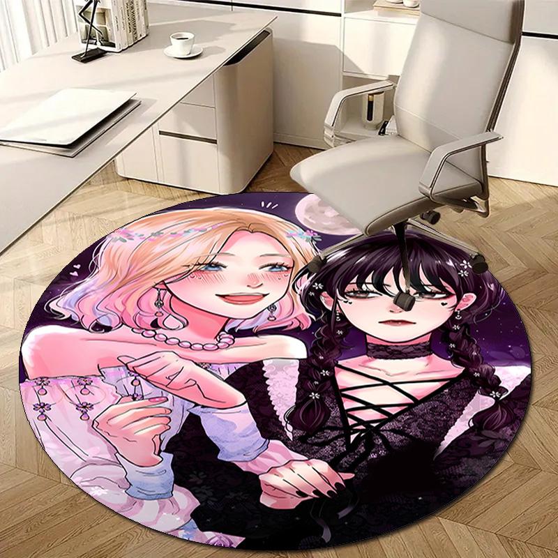 1pc Addams Family Wednesday6 Design Printed Area Round Carpet for Bedroom Living Room Home Decor Rugs Mat Non Slip Mat Rug for Bedside