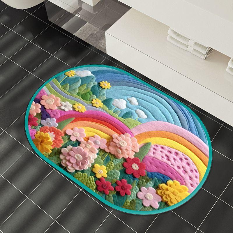 Ins Wind 3D Rainbow Diatom Mud Floor Mat Shower Room Water-Absorbing Quick-Drying Floor Mat Household Non-Slip And Dirt-Resistant Bathroom Floor Mat