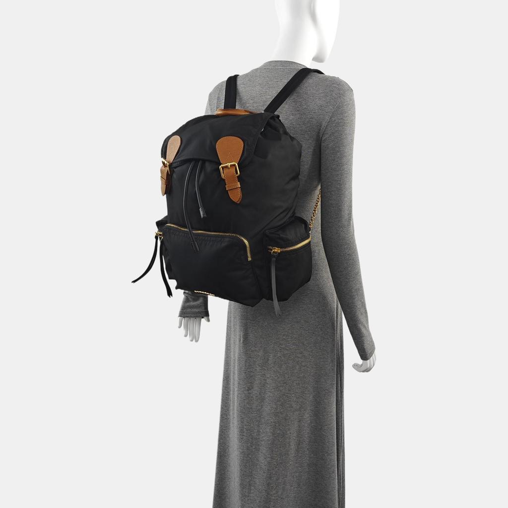 [Pre-Owned] The Rucksack Series Nylon And Leather Backpack Large - Very Good #1DN2X7S
