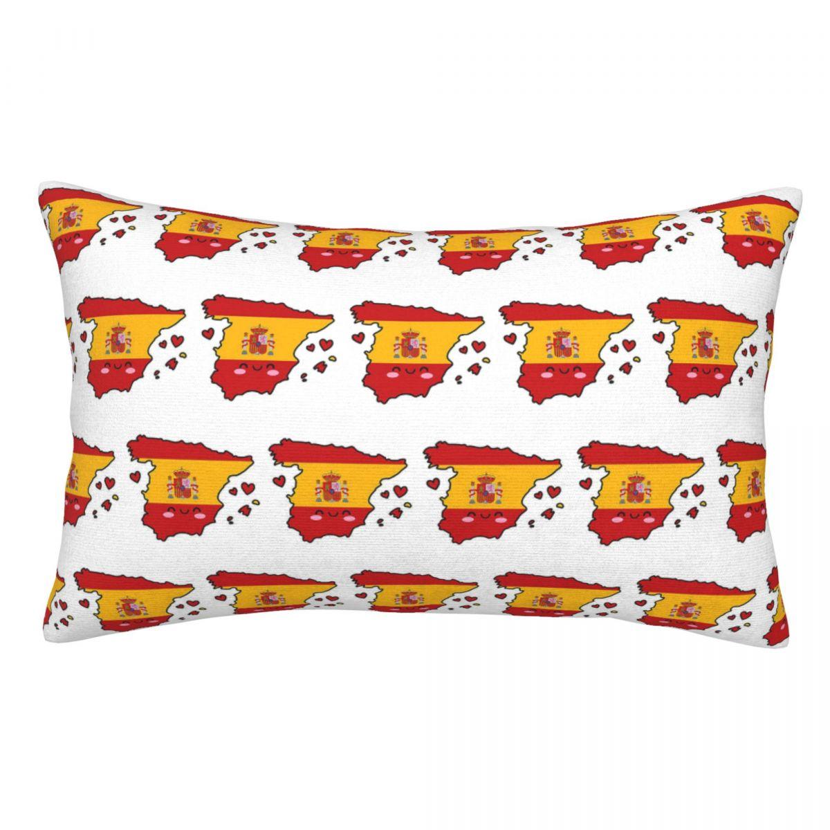 Spain Flag Map Smile With Love Rectangle Pillowcase Cushion Cover Decorative Bedroom Bed Home Comfort Throw Pillow 60x40cm