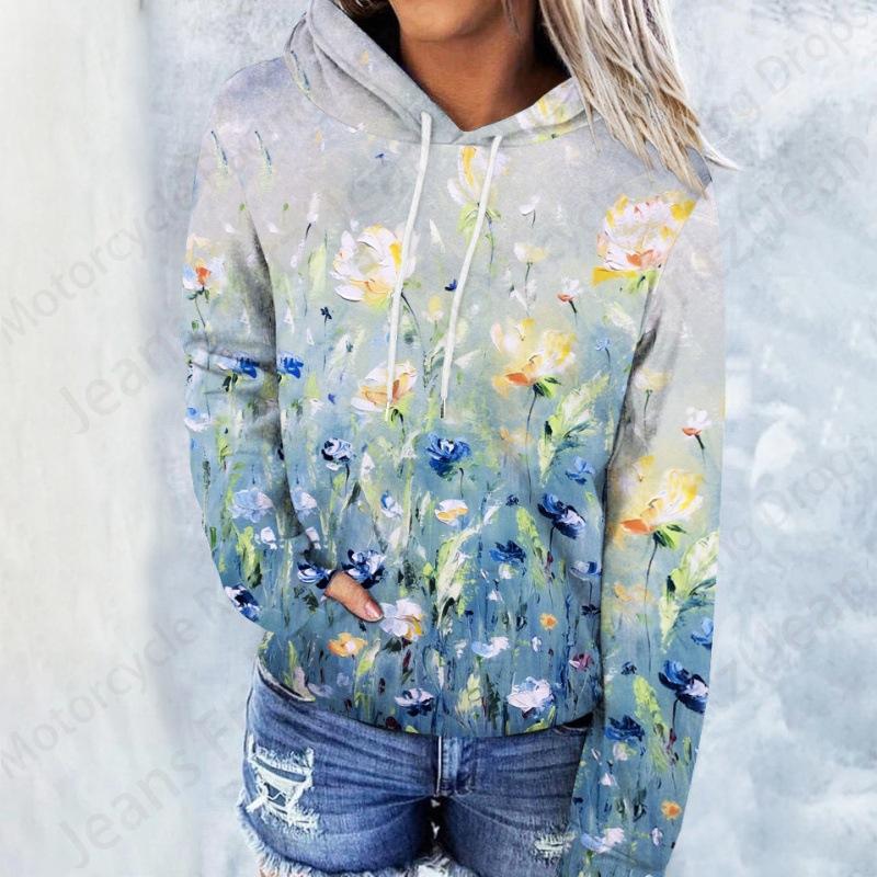 Floral Daisy 3d Print Hoodie Women Fashion Oversized Hoodies Women Sweats Coat Hooded Sweats Pullover Women's Clothing Flower