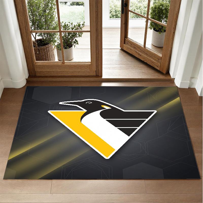 Pittsburgh Penguins Design Crystal Velvet Rug Soft Decorative Mat for Bedroom Entrance