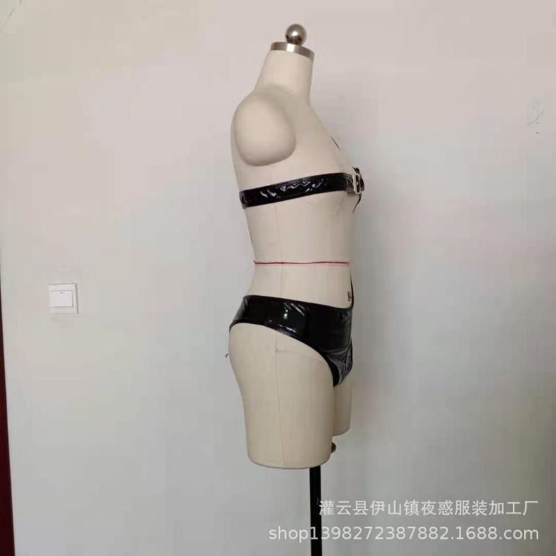 Beautiful sexy one-piece erotic underwear patent leather erotic clothing large size nightclub stage performance suit