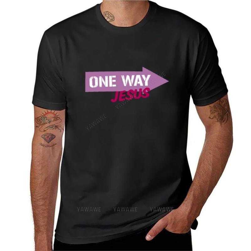One Way Jesus TShirt Plus Size Tops Sweat Shirts Summer Top Aesthetic Clothes Heavyweight T Shirts for Men