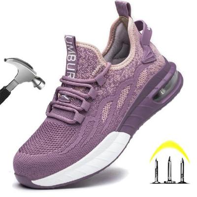 Zapatos de seguridad con punta de acero transpirables para mujer, botas de seguridad para el trabajo, zapatillas deportivas a prueba de pinchazos, botas de seguridad para la construcción