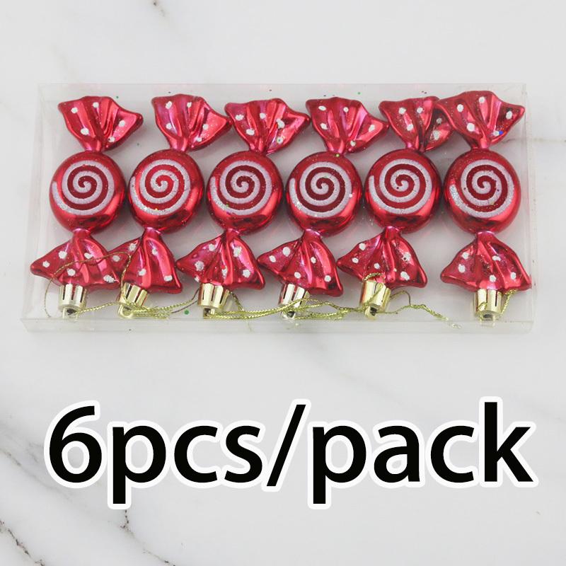 (6 Pcs/pack))9.5cm Christmas Candy Pendant Flat Sugar Pendant Xmas Tree Decoration New Year Children's Gift Home 2026 Navidad