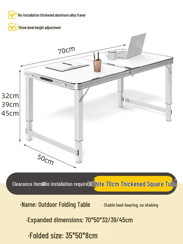Adjustable Height Aluminum Folding Picnic Table & Chairs Set for Outdoor Camping & BBQ