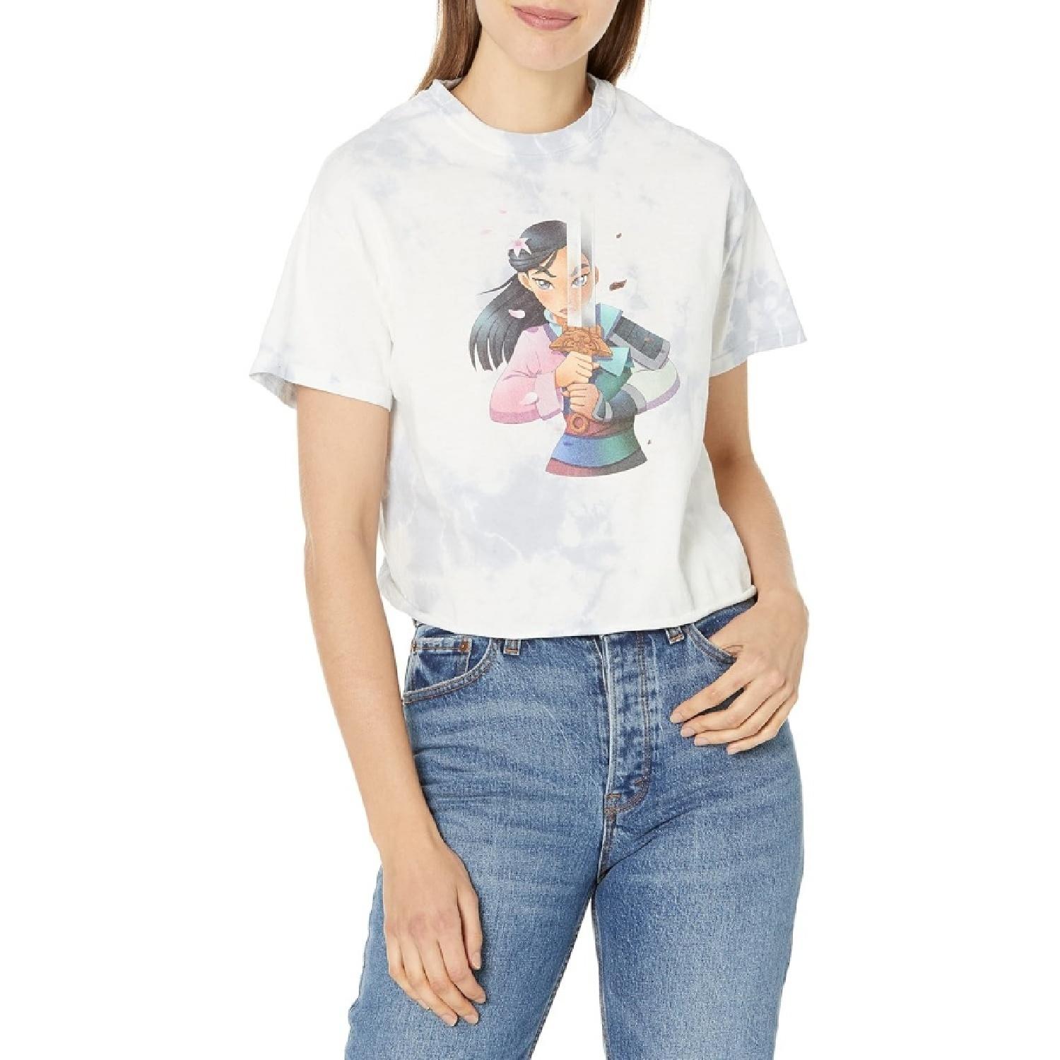 Дисней Женская Принцесса Аниме Мулан Женская Быстрая Мода Футболка с коротким рукавом Футболка XXXXXL белый