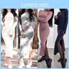 Luxurious Autumn And Winter Women's High Collar Sweater Dress In Solid Color