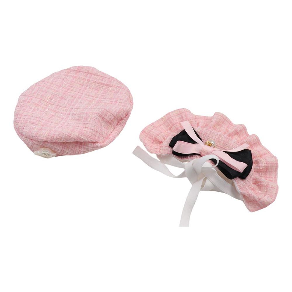

IN Style Cat Pearl Bow Bib Flower Pet Beret Bib Set Fashion Cat Princess Beret Photograph чёрный