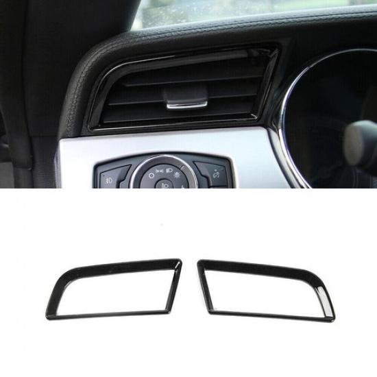 Console Side Outlet Vent Frame Cover 2PCS For Ford Mustang 2015-23 Bright Black
