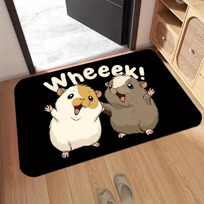 1pc Happy Guinea Pig Floor Mat - Machine Washable, Polyester Fabric, Suitable for Living Room, Laundry Room, Bedroom