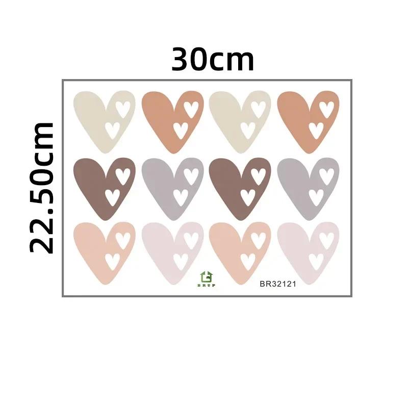 

3 sheet Heart Shape Trendy Boho Style Wall Stickers Bohemian Wall Decals for Living Room Bedroom Nursery Room Kids Room 30 x 22.5CM