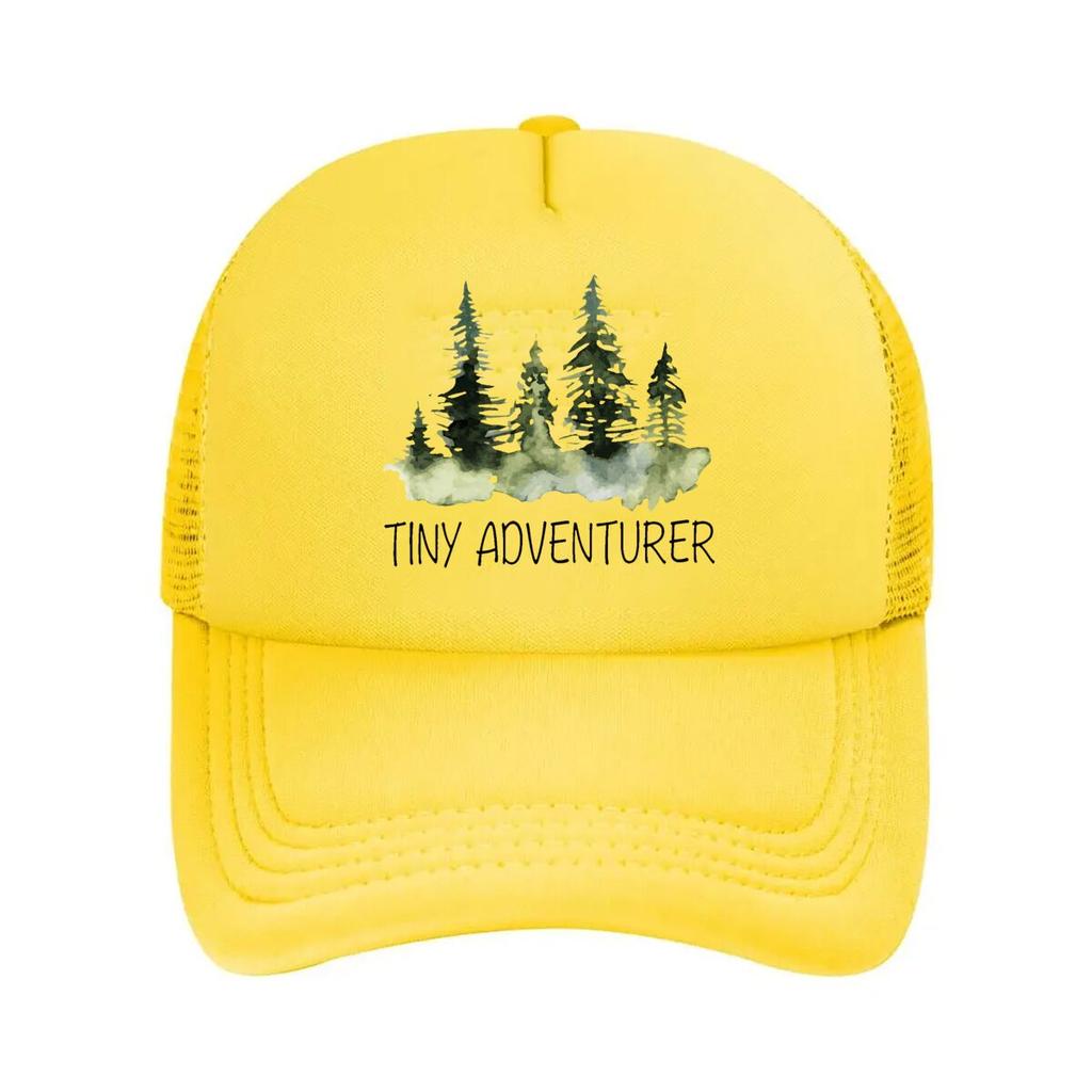 Tiny Adventurer Forest Trees Watercolor Mesh Baseball Cap Casual Hat Outdoor For Womens Unisex FeUnisex