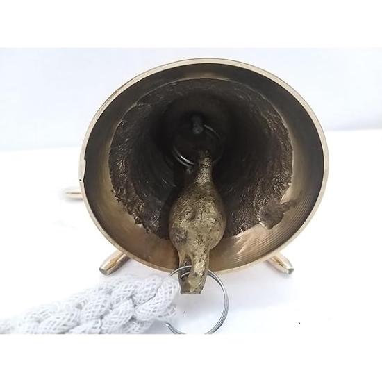 Antique Solid Brass Ship Wheel Bell Wall Mountable Hanging Ship Wheel Bell