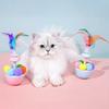 Wobbling Cat Toy Interactive Cat Teaser with Feathers Plush Balls Cat Enrichment Toy for Indoor Kittens Stimulates Hunting Instinct