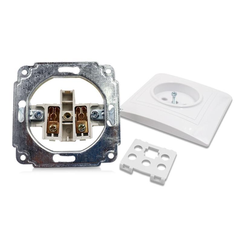 Presa a Muro Standard EU 250V/16A 2 Pin Foro Rotondo Pannello a Muro Bianco Presa Elettrica Non Messa a Terra Durevole