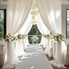 White Sheer Wedding Drape Gauze Arch Draping Fabric Champagne Drapes Backdrop Curtain Outdoor Drapery Panel for Wedding Ceremony Bridal