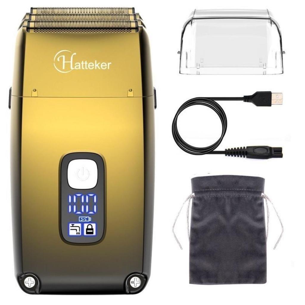 White Electric Three-Blade Mesh Head Shaver - Waterproof Clipper for Balding and Hair Trimming