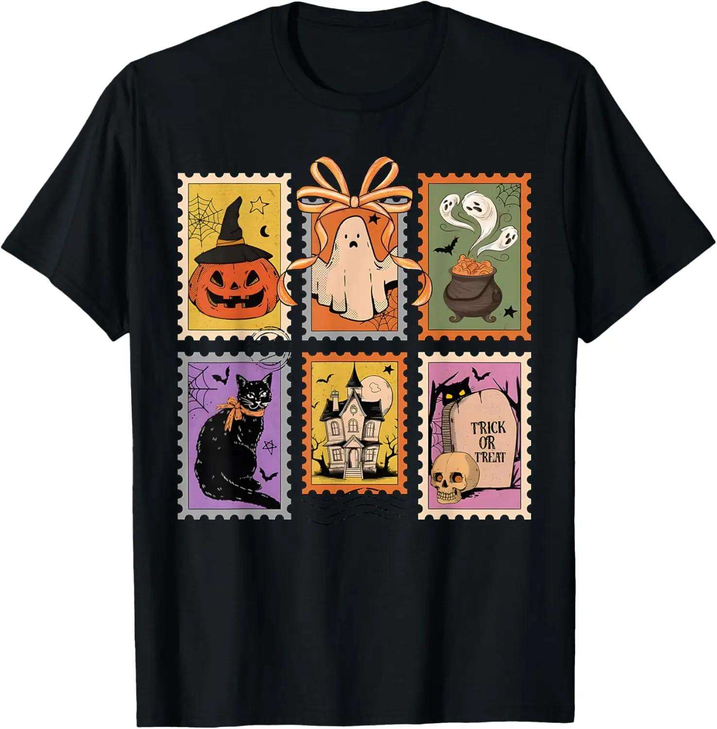 

Mens Printed Tshirt 100 Cotton Simple Mens Clothing Halloween Pumpkin Ghost Pattern Loose and Comfortable Tshirt - Men s Summ... S разноцветный