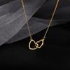 Interlocking Double Heart Necklace for Women, Dainty Love Heart Pendant Chain Necklace, Minimalist Gold Silver Heart Jewelry Gift for Valentines Day
