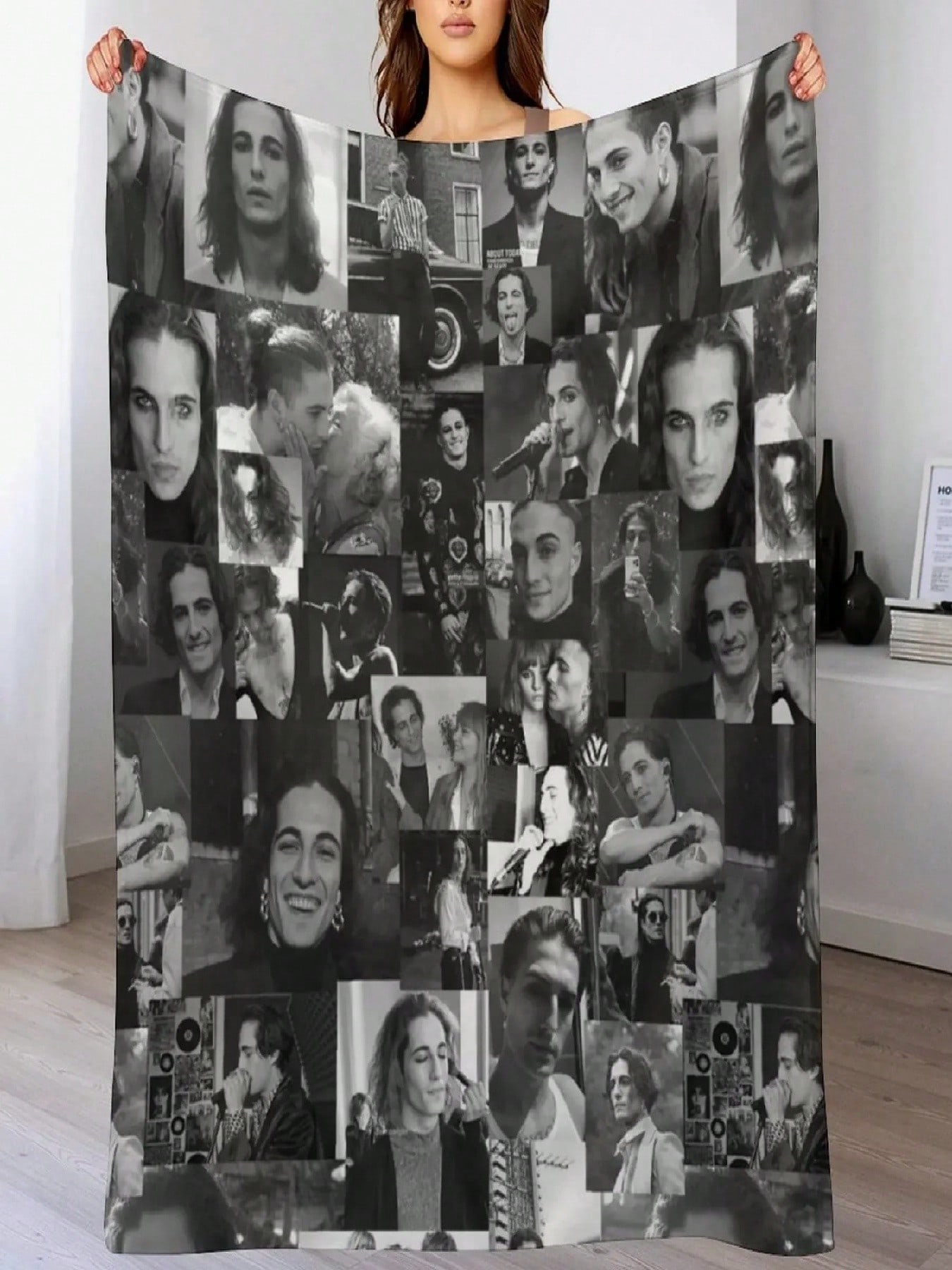 

Дамиано Давид Коллаж Фотографии Ч/Б Плед Утяжеленный Меховые Зимние Кровати Теплые Зимние Одеяла 75X95CM серый