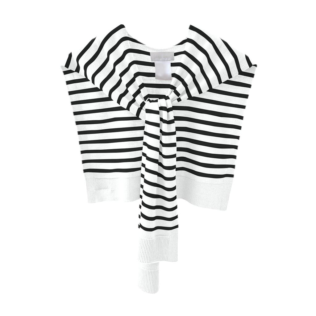 Ladies' Fashion Striped Yarn Fake Collar Imitation Wool Shawl Knitted Outer Decoration Knotted Scarf