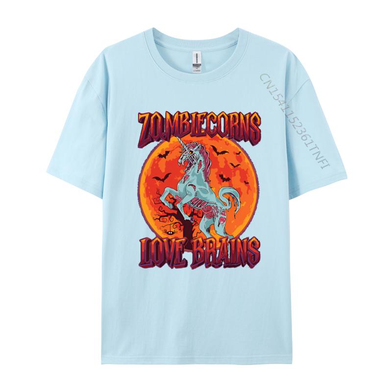 Cotton Graphic Tees Scary Zombiecorns Love Brains Zombie Tshirts Funny T Shirt Design Classic Mens T Shirt