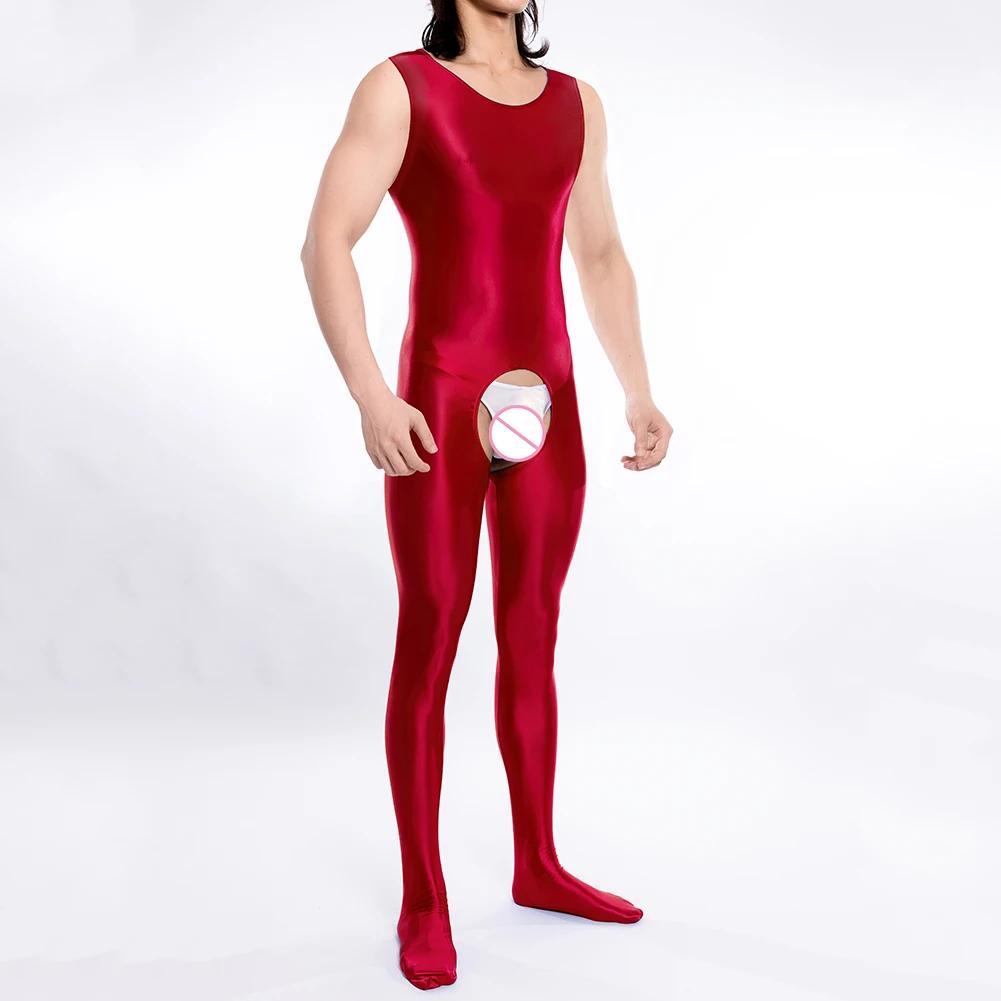 Body da uomo sottile, grande, lucido, lustroso, setoso, aderente, con cavallo aperto, tuta sexy, biancheria intima intima, abbigliamento per il sesso, body da discoteca