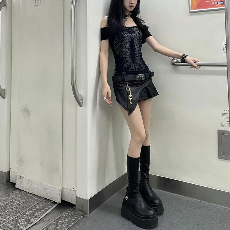 Spice Girls Thick Bottom Round Head Black Versatile But Knee High Boots Sleeves Trendy Fashion Boots