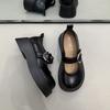 With skirt Mary Jane shoes, new spring and summer muffin platform single shoes, white one-word buckle strap small leather shoes