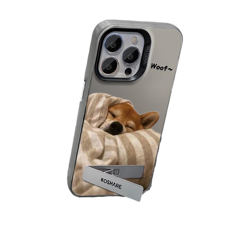 Suitable for Opporeno10pro Mobile Phone Case Summer FindX6 Cute Quilted Cat and Dog Stand A72 Color Silver Matte