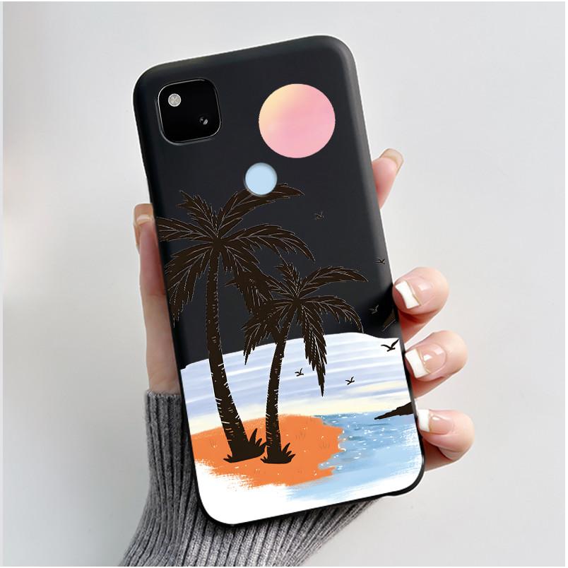 Coque Pour Google Pixel 4A 4 A 4G Noir Coque de Téléphone Esthétique Mignon Chat Dessin Animé Mince Souple TPU Silicone Arrière Pour Pixel4A Coquille