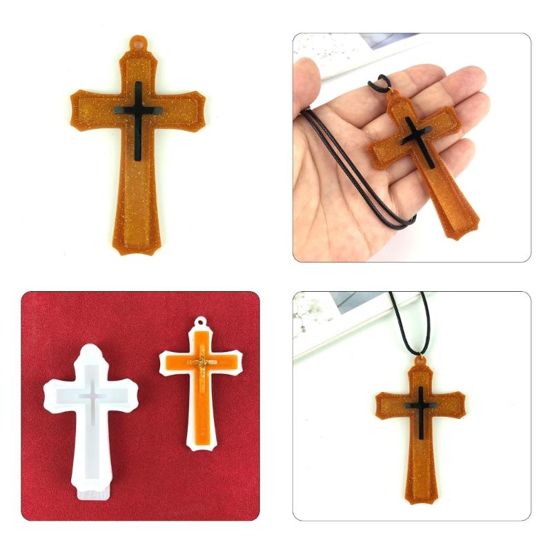 Cross Silicone Resin Mold Epoxy Resin Molds Crucifix Casting Mold for Necklace Pendant Jewelry DIY Crafts Keychain Mold