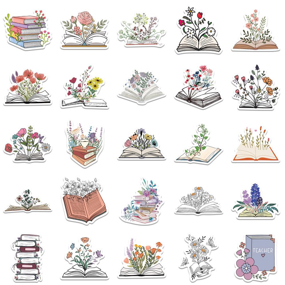 50pcs Personalized Art Flower Stickers for DIY Graffiti - Decorate Water Cups, Laptops, Phones, and Refrigerators.