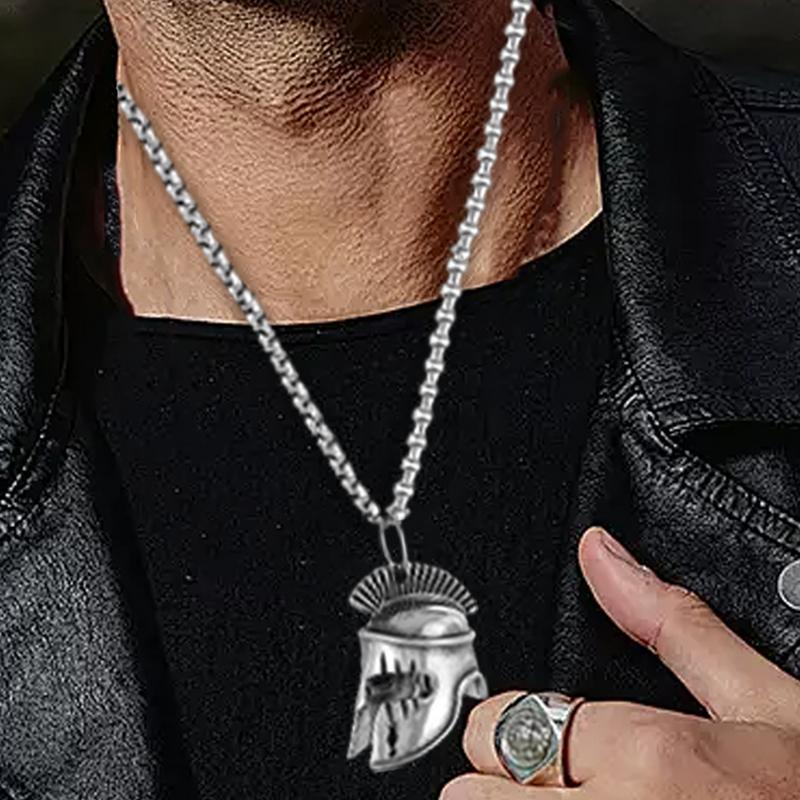 Charm Roman Warrior Spartans Motorcycle Good Luck Pendant Necklaces Vintage Greek Warrior Stainless Steel riding Bells Jewelry