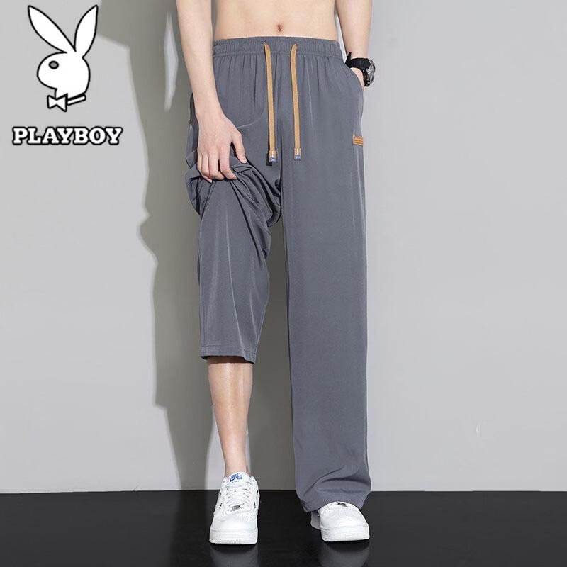 PLAYBOY Men s Summer Breathable Casual Straight-Leg Pants M
