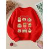 Crewneck Sweatshirt for Girls Featuring an Adorable Capybara Food Design, Suitable for Machine Washing