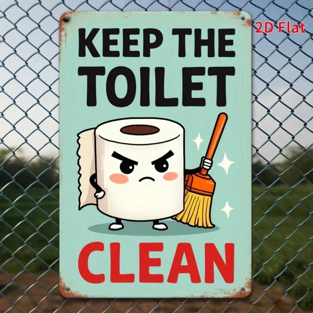 Retro Tin Sign Keep The Toilet Clean 20x30 Inch Funny Wall Art Indoor Outdoor Home Decor