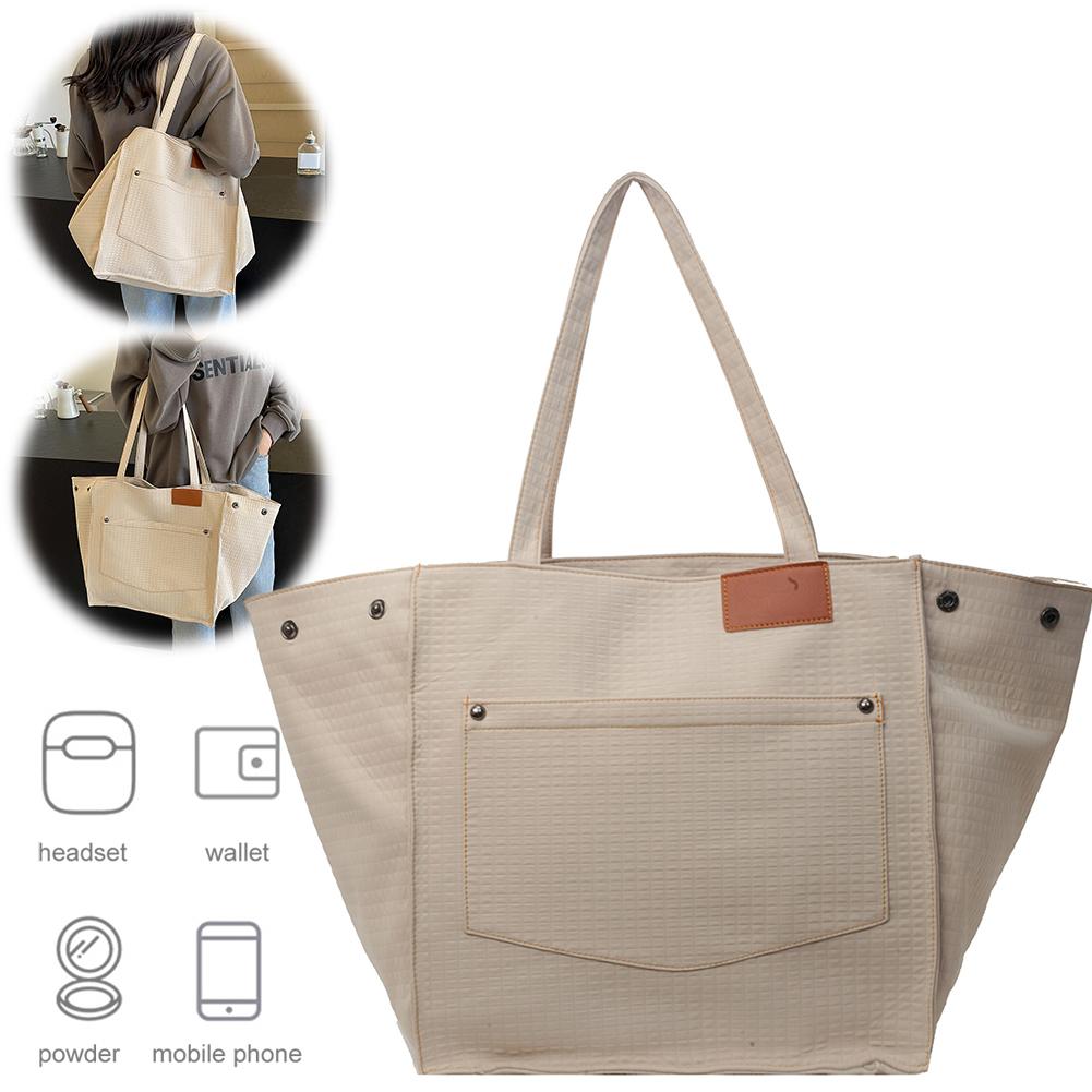

Canvas Women Shoulder Bag Large Capacity Hobo Bag with Front Pocket Shopping Bag Casual Underarm Bag for Travel Work