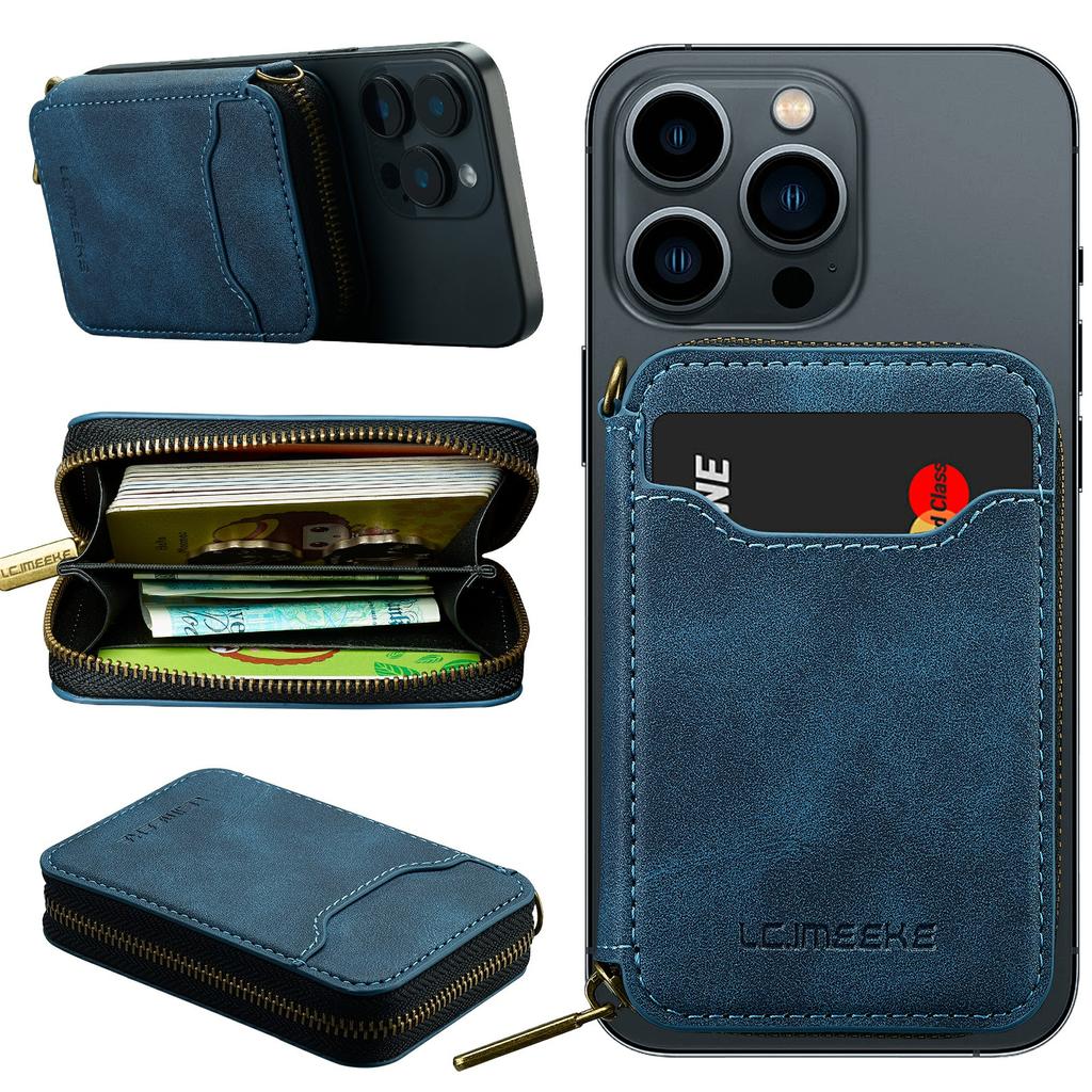LC.IMEEKE L6 Zipper Wallet Case RFID Blocking Phone Magnetic Card Holder