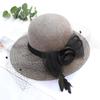 British Vintage Hepburn Wool Hat Autumn And Winter Banquet Top Hat Ladies Feather Mesh Flower Edge Fashion Felt Hat