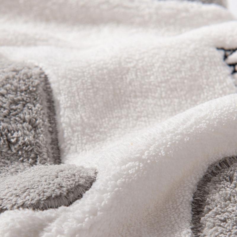 Cartoon Cats Hand Towel Corals Fleece Fabric Super Absorbent Towel with Hanging Loop Design for Kitchens Bathroom A0KF