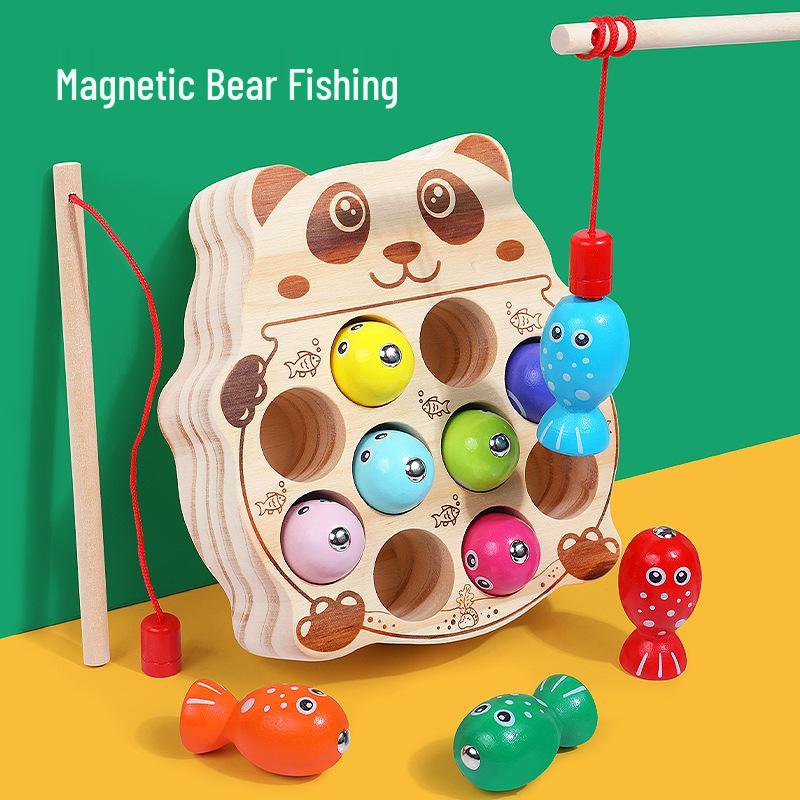 

CPC Детская развивающая магнитная рыбалка - Деревянный дизайн котенка для тренировки концентрации