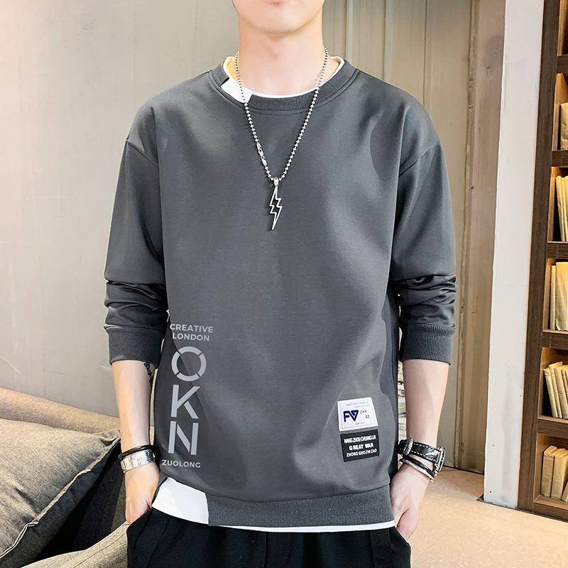 New Spring and Autumn Men's Sweatshirt Casual and Versatile Young Handsome Long-sleeved T-shirt Round Neck Men's Clothing