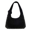 Rivet Faux Suede Shopping Shoulder Bag For Women 2025 Winter Retro Single Crossbody Bags Underarm Dumpling Sweet Tote Bags