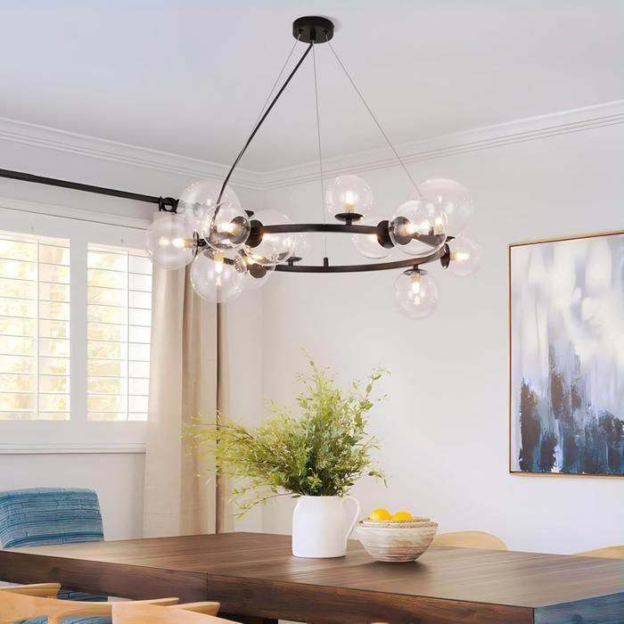 Pendant Lamp - NETTLIFE - G9 - 14 Bulbs - Black - Ø 80 Cm