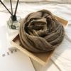 Vintage Crinkle Cotton Linen Scarf for Men Women Solid Color Autumn Winter Warm Pashmina Fringed Edge Soft Shawls and Wraps